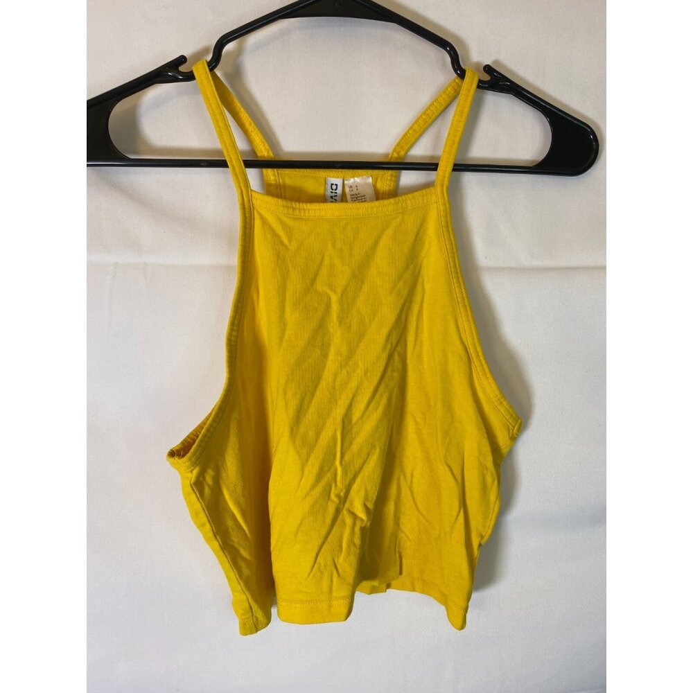 Sunny Yellow Tank Top Crop Women's Small Club vacation Coastal Beach Date Y2K